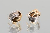 18K GOLD TWO-TONE FREE FORM EA
