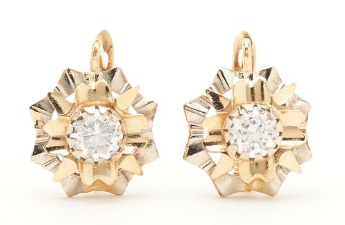 18K GOLD & WHITE ZIRCON DANGLE