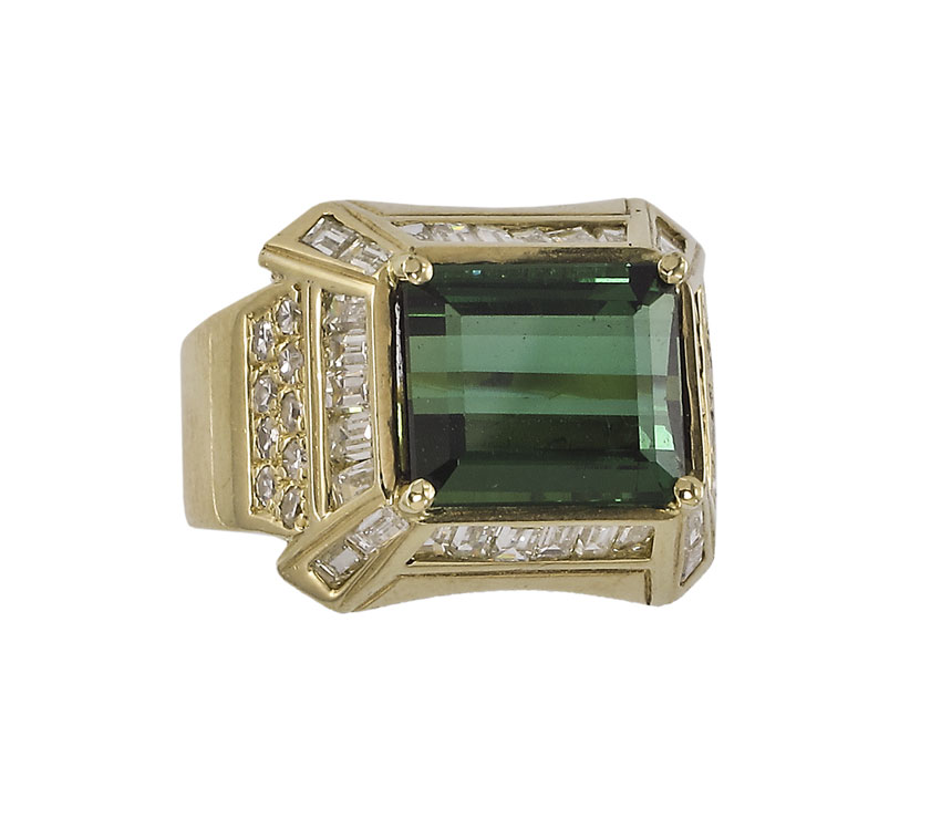 18K GREEN TOURMALINE & DIAMOND
