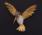 18K HUMMINGBIRD DIAMOND BROOCH