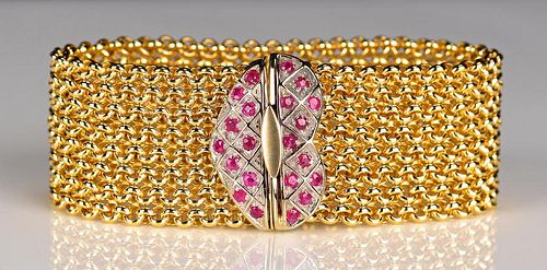 18K ITALIAN WIDE BRACELET W/