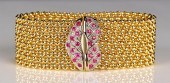 18K ITALIAN WIDE BRACELET W/ R