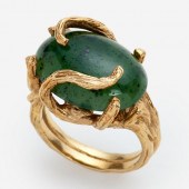 18K JADE CABOCHON FREE FORM RI