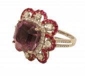 18K KUNZITE, RUBY AND DIAMOND