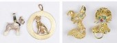 18K LION; 14K CAT PIN; 14K DOG