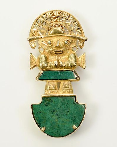 18K MALACHITE INCA DEITY