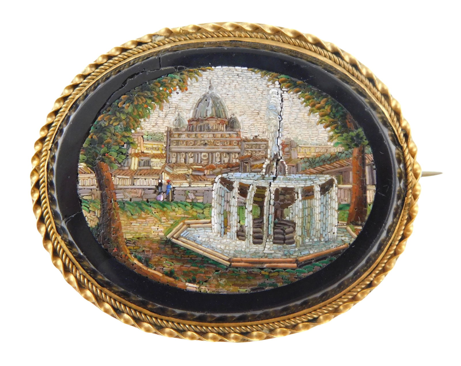 18K MICRO MOSAIC PIN, SURROUND EDGE