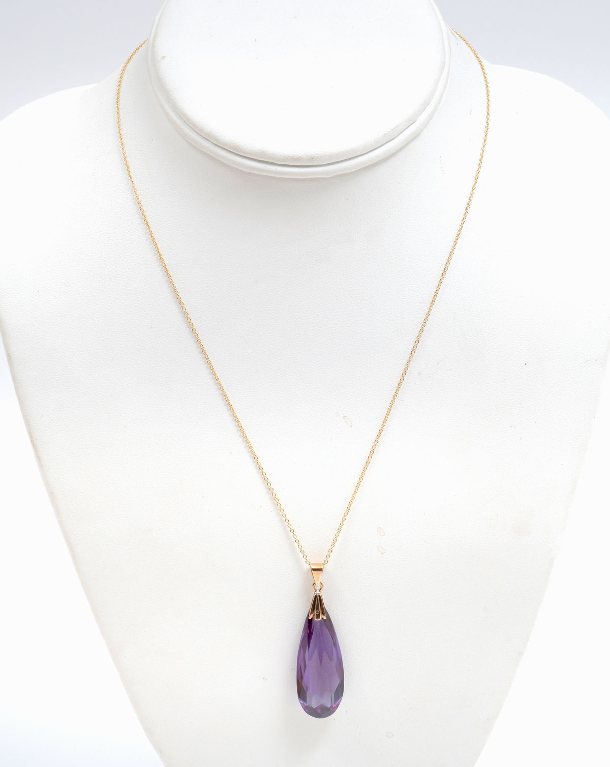 18K MID CENTURY AMETHYST TEARDROP