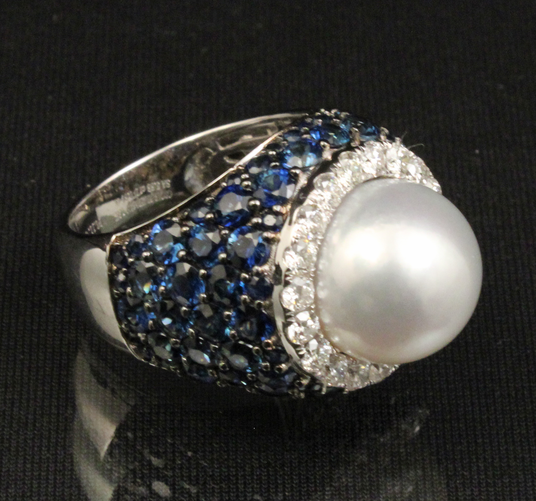18K PEARL, SAPPHIRE AND DIAMOND