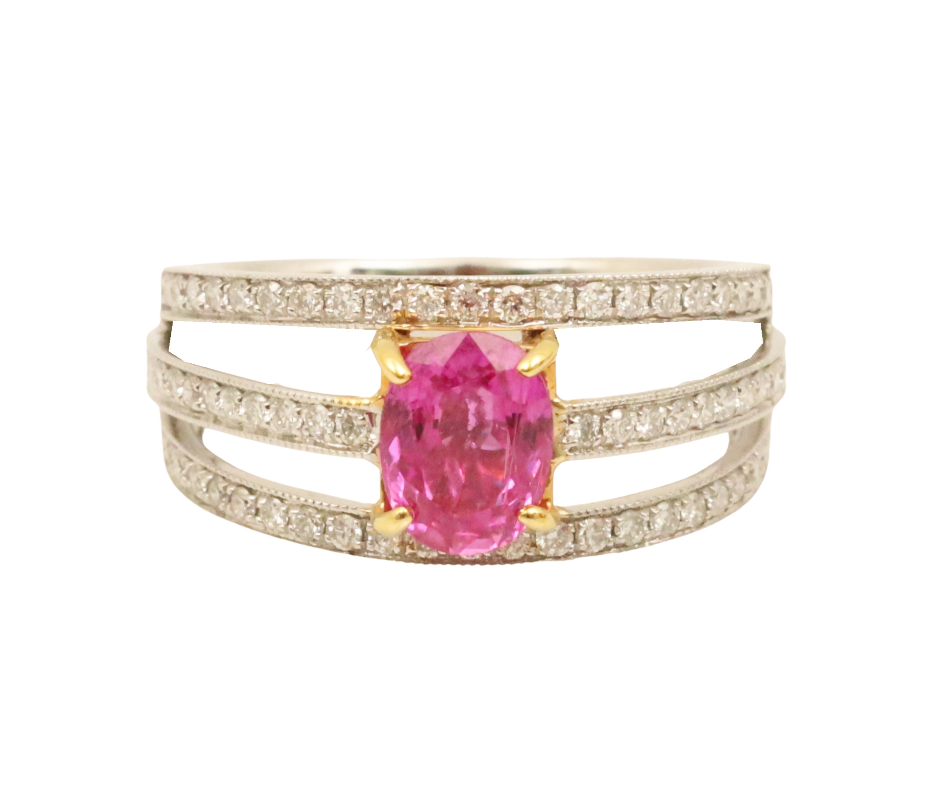 18K PINK SAPPHIRE & DIAMOND RING
