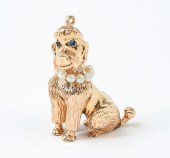 18K POODLE PENDANT: 18K tested