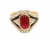18K RUBY AND DIAMOND RING W/GI