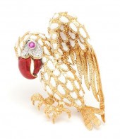 18K RUBY, DIAMOND, & ENAMEL PA