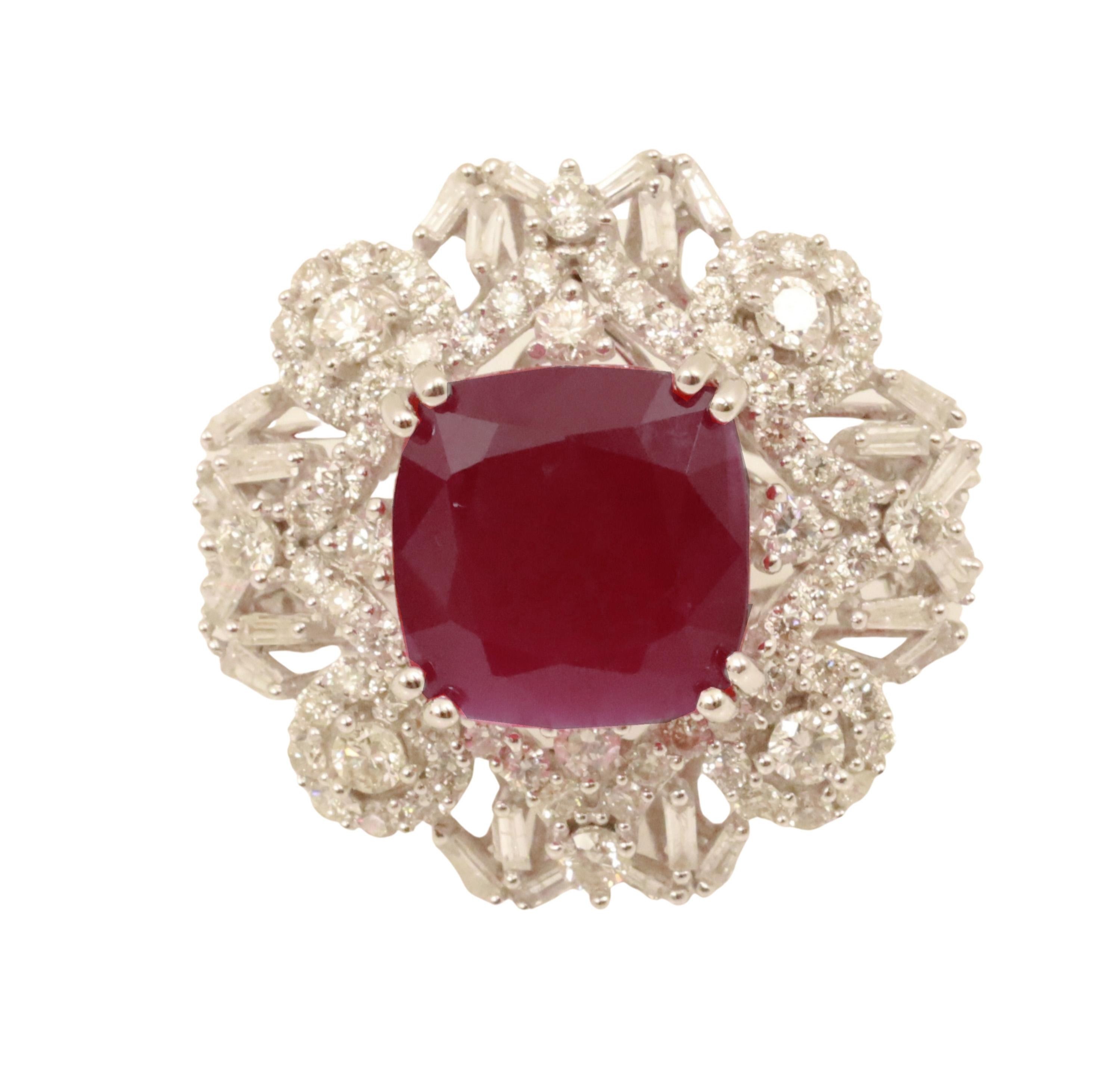 18K RUBY & DIAMOND RING W/GIA 18K