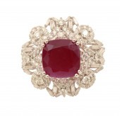 18K RUBY & DIAMOND RING W/GIA