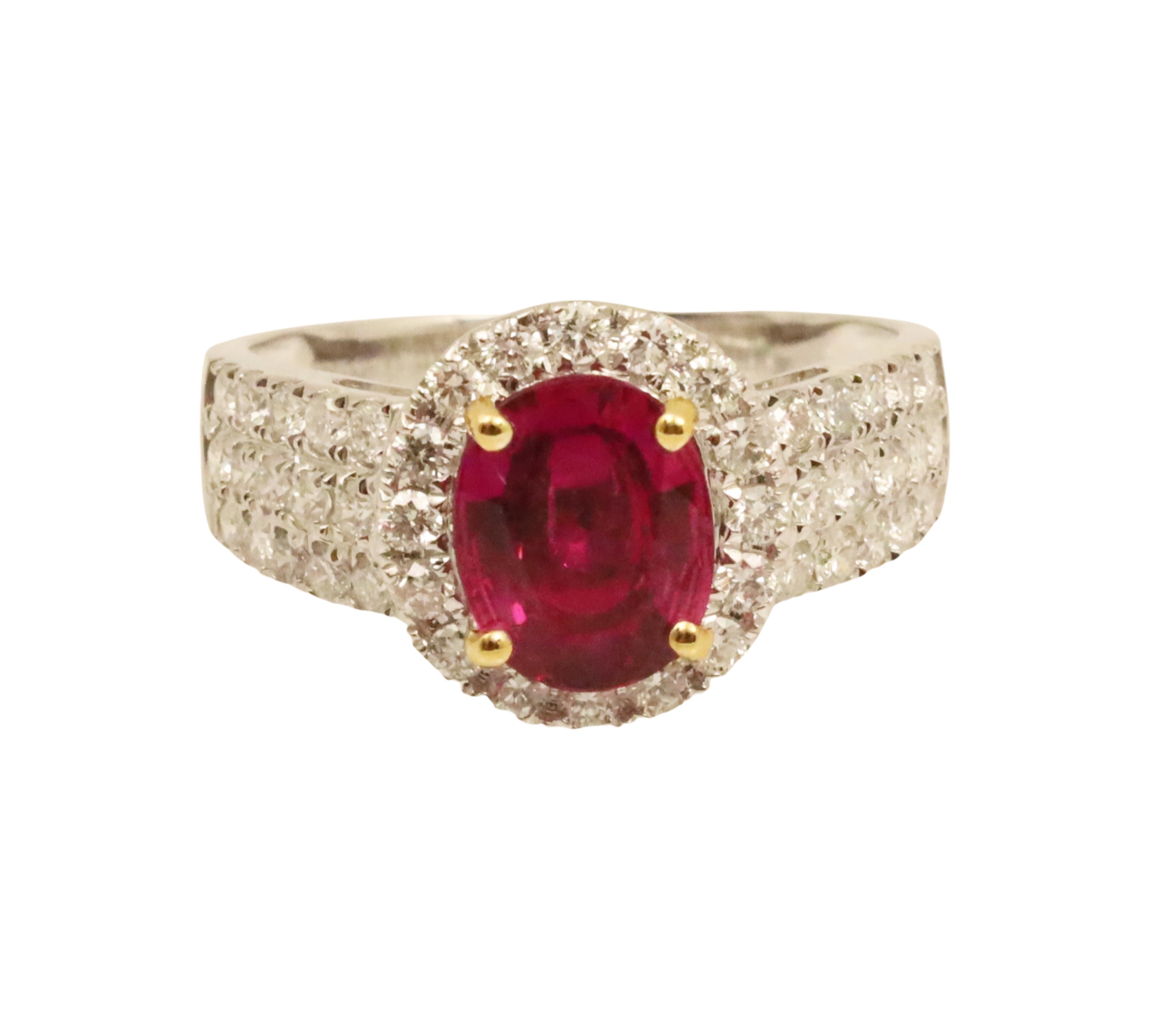 18K RUBY & DIAMOND RING W/GIA 18K