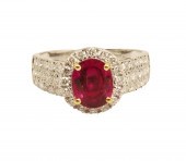 18K RUBY & DIAMOND RING W/GIA