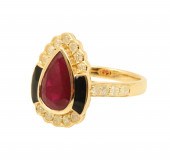 18K RUBY & DIAMOND RING; 2.83