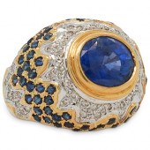 18K SAPPHIRE AND DIAMOND RINGD