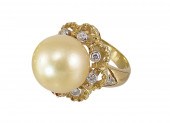 18K SOUTH SEA GOLDEN PEARL AND