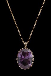 18K & SYNTH. SAPPHIRE PENDANT