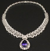 18K TANZANITE AND DIAMOND NECK