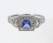 18K TANZANITE & DIAMOND RING: