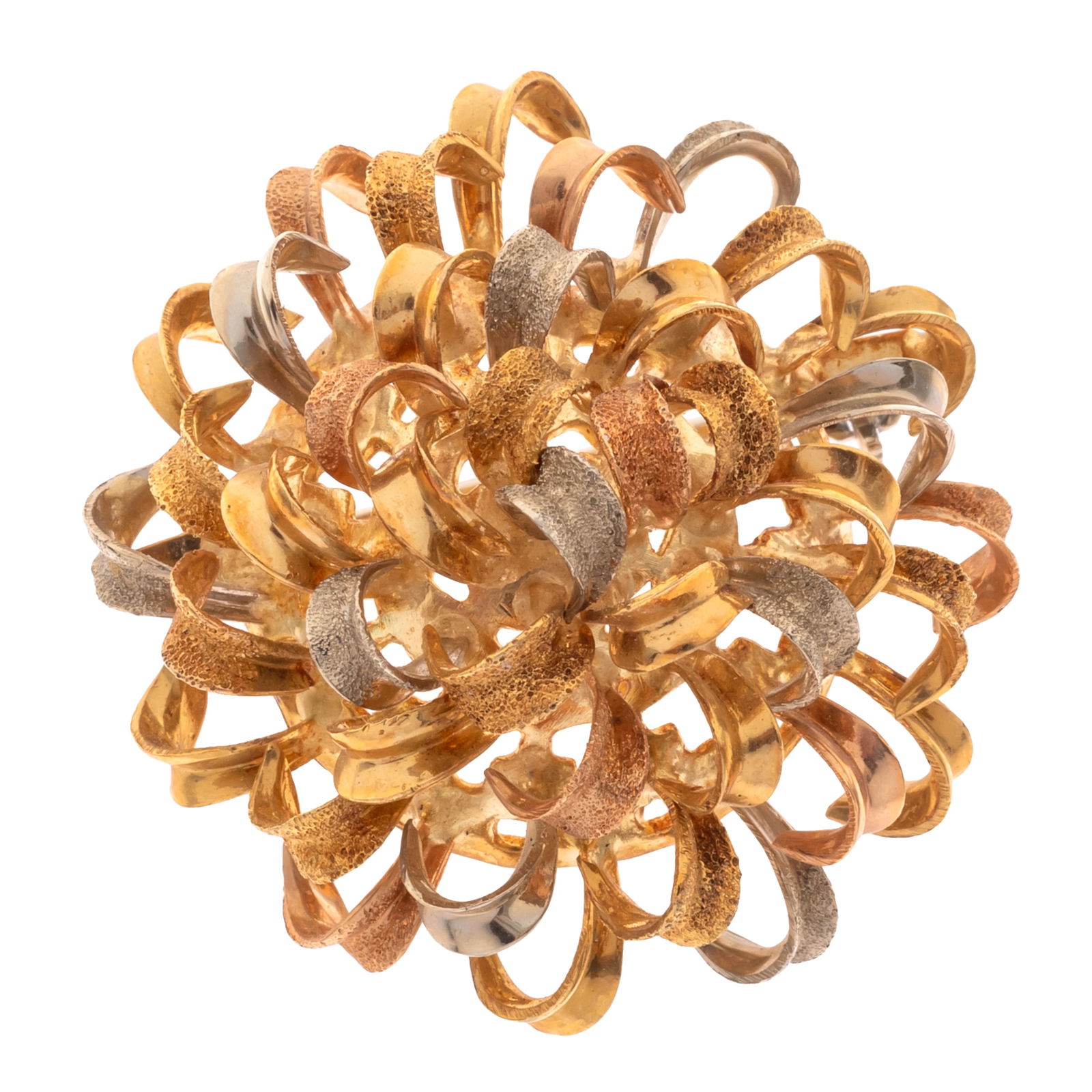 18K TRI-COLOR FLOWER PIN18k