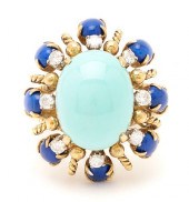 18K TURQUOISE, DIAMOND, & LAPI