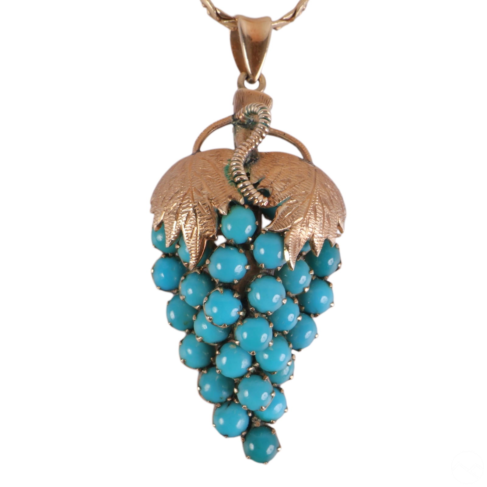 18K TURQUOISE GRAPE PENDANT-PIN
