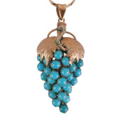 18K TURQUOISE GRAPE PENDANT-PI