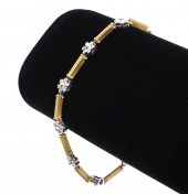18K TWO TONE DIAMOND FLORAL FL