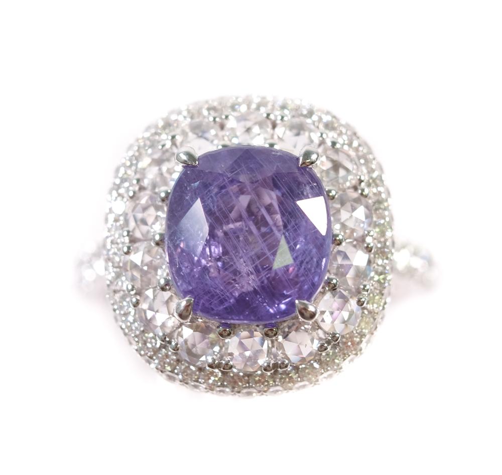 18K WG 5.26CT SAPPHIRE & 1.33CTW