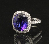 18K WG 8.50 CT TANZANITE AND D