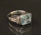 18K WG DIAMOND AND AQUAMARINE