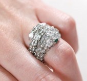 18K WG DIAMOND & EMERALD COBRA