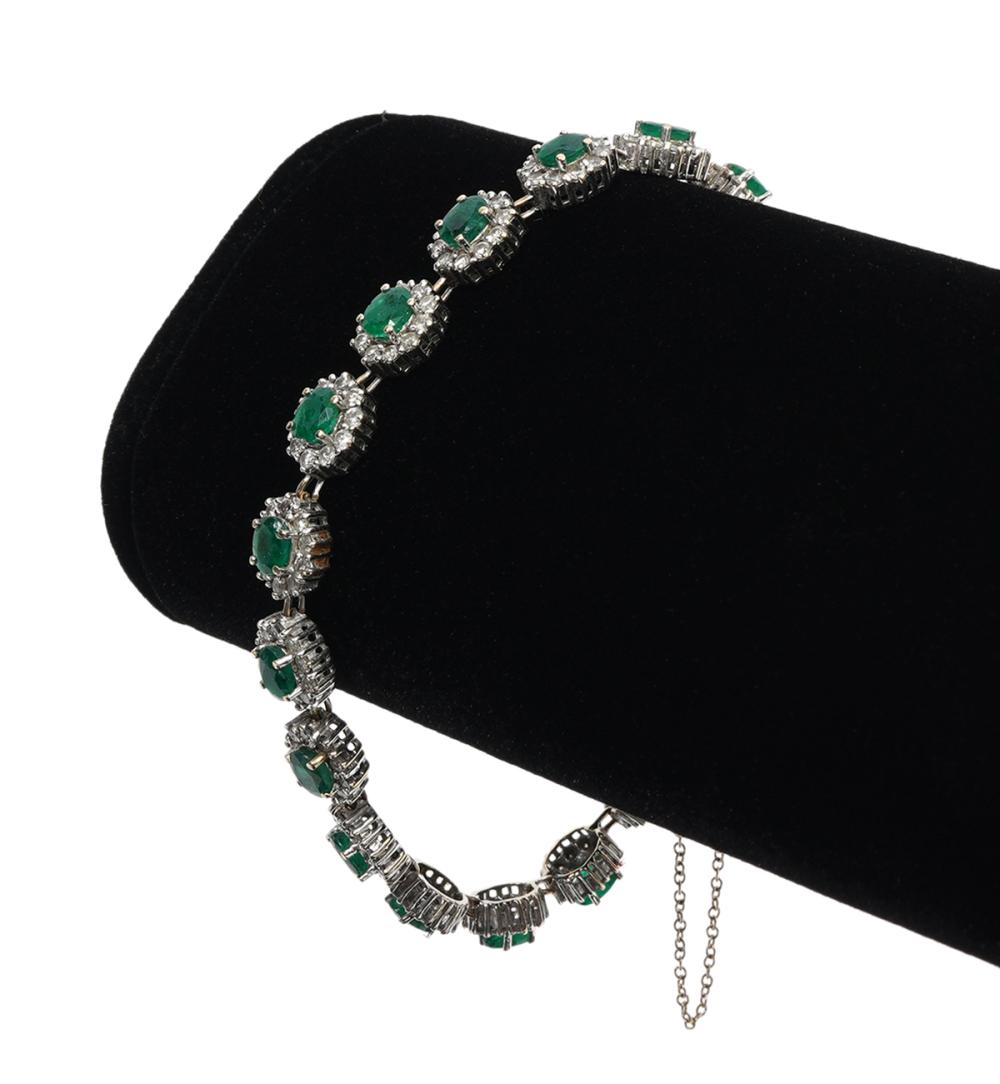 18K WG, EMERALD AND DIAMOND HALO