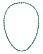 18K WG EMERALD & DIAMOND NECKL