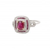 18K WG RUBY & DIAMOND RING 18K
