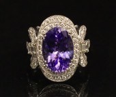 18K WG TANZANITE & DIAMOND RIN