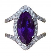 18K WG TANZANITE & DIAMOND RIN