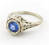 18K WHITE GOLD & 0.84CT SAPPHI