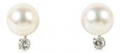 18K WHITE GOLD AKOYA PEARL AND