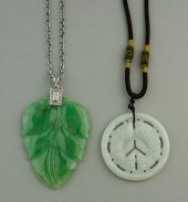18K WHITE GOLD AND JADE NECKLA
