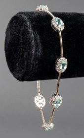 18K WHITE GOLD AQUAMARINE & DI