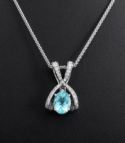 18K WHITE GOLD AQUAMARINE DIAMOND