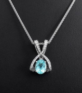 18K WHITE GOLD AQUAMARINE DIAM