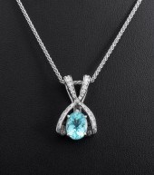 18K WHITE GOLD AQUAMARINE DIAM
