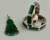 18K WHITE GOLD CARVED JADE PEN