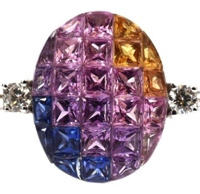18K WHITE GOLD COLORED STONE &